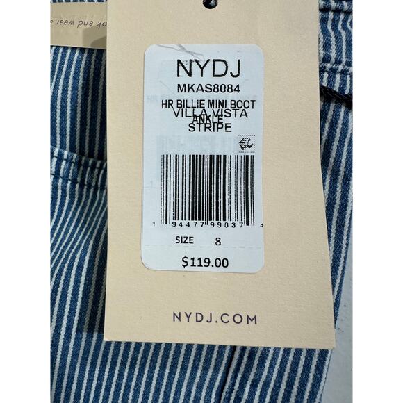 NYDJ Billie Mini Bootcut Ankle Jeans Size 8 (32x27) High Rise Denim Blue Stripe - Picture 5 of 11